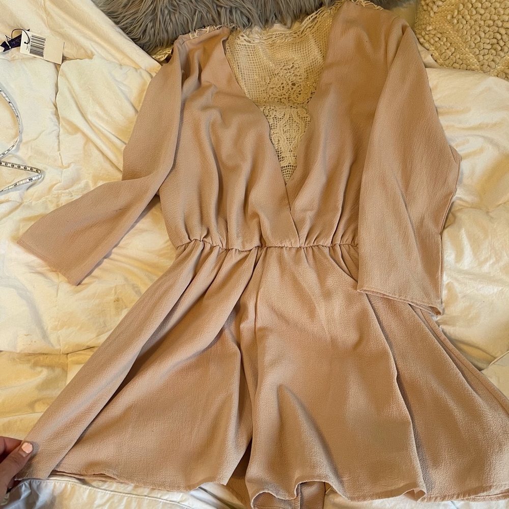 Nude lace romper